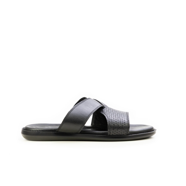 Мъжки ежедневни чехли от естествена кожа черни 741 Valente Marchesi