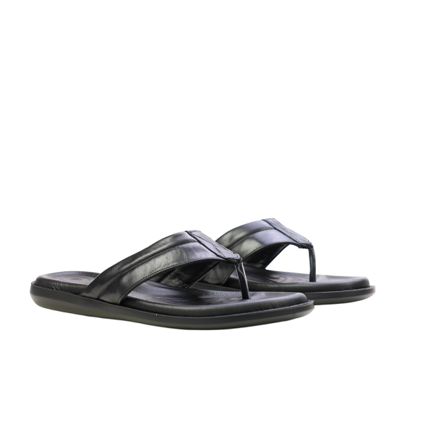 Мъжки ежедневни чехли от естествена кожа черни 478 Valente Marchesi