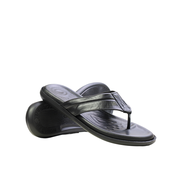 Мъжки ежедневни чехли от естествена кожа черни 478 Valente Marchesi