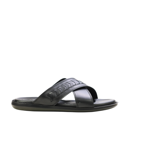 Мъжки ежедневни чехли от естествена кожа черни 321 Valente Marchesi