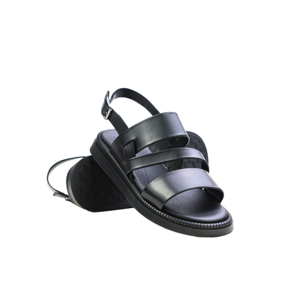 Мъжки ежедневни сандали от естествена кожа черни 805 Valente Marchesi