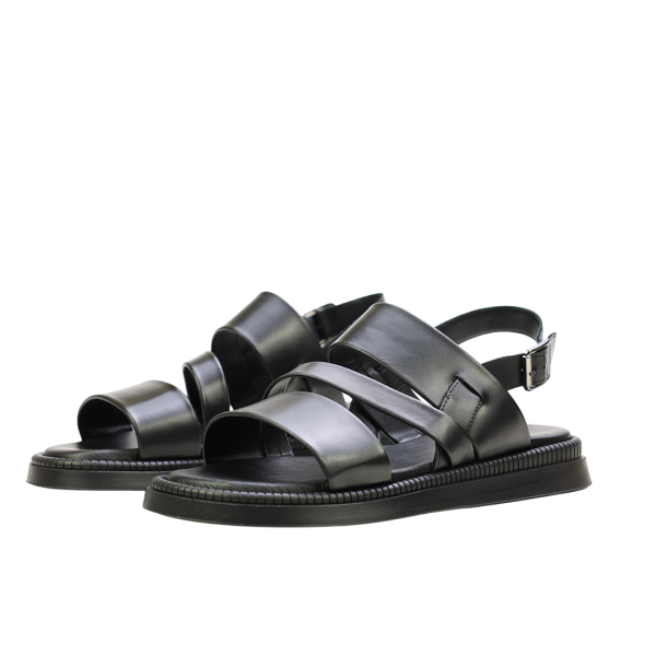 Мъжки ежедневни сандали от естествена кожа черни 805 Valente Marchesi