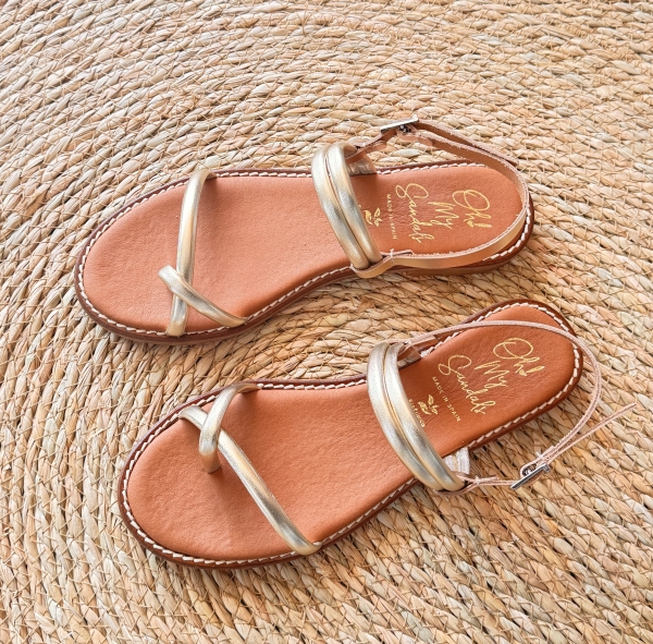 Дамски ежедневни сандали от естествена кожа в злато 5575 Oh My Sandals