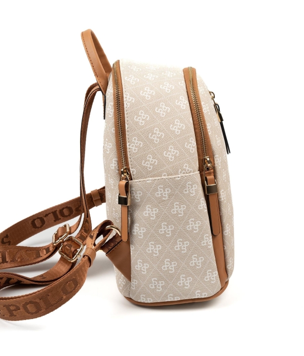 Дамска раница в бежово и кафяво 901 M178 SP Print Silver&Polo 