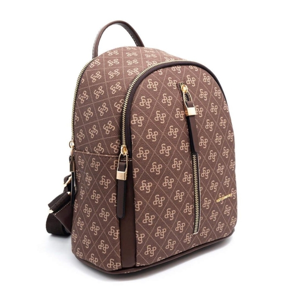 Дамска раница кафява 901 M178 SP Print Silver&Polo