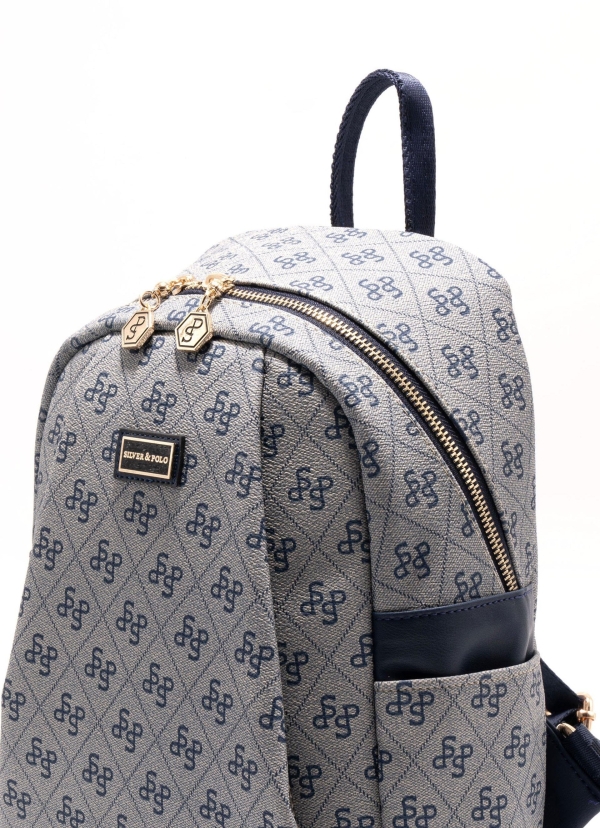 Дамска раница в синьо и тъмно синьо 926 M178 SP Print Silver&Polo