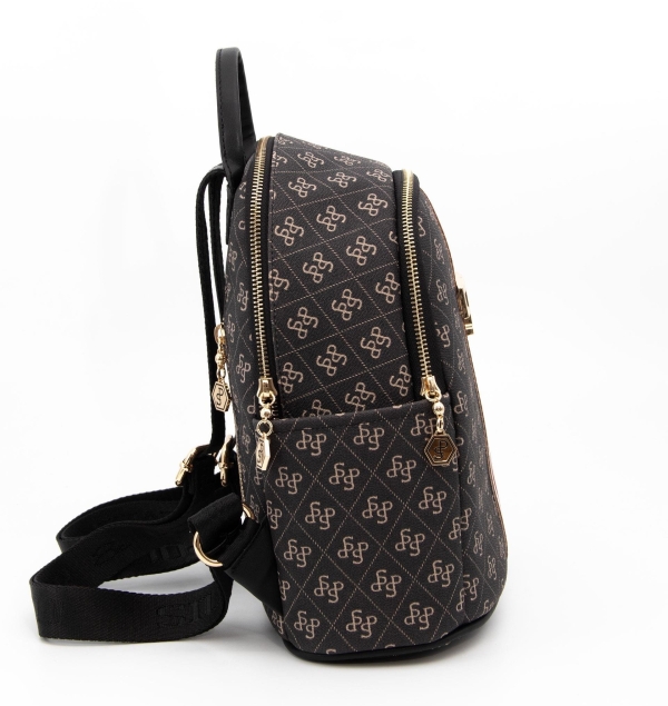 Дамска раница в черно и бежово 1161 C178 Silver&Polo