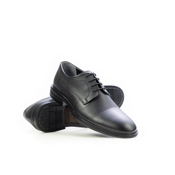 Мъжки елегантни обувки от естествена кожа черни 7000-341