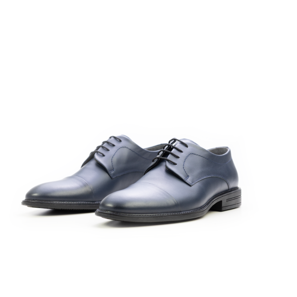 Мъжки елегантни обувки от естествена кожа тъмно сини 7001