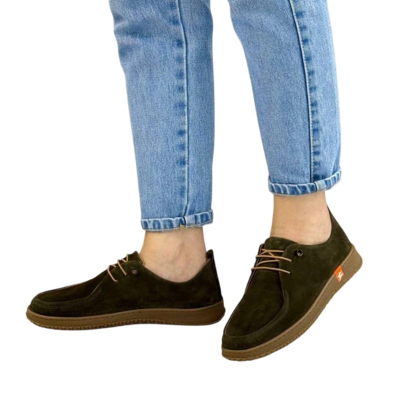 Дамски ежедневни обувки от естествен велур зелени 11-24