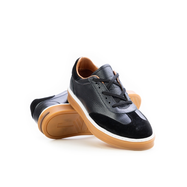 Мъжки спортни обувки в комбинация естествена кожа и естествен велур черни LP-S