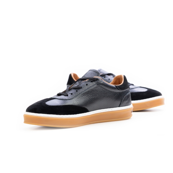 Мъжки спортни обувки в комбинация естествена кожа и естествен велур черни LP-S