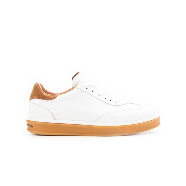 Мъжки спортни обувки от естествена кожа в бяло LP-S