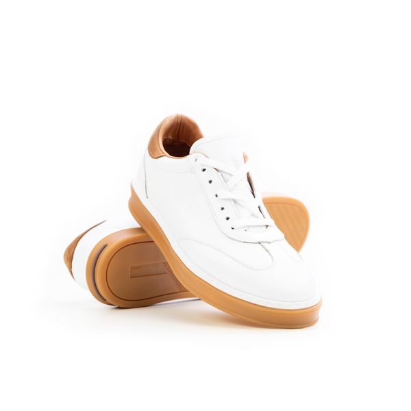 Мъжки спортни обувки от естествена кожа в бяло LP-S