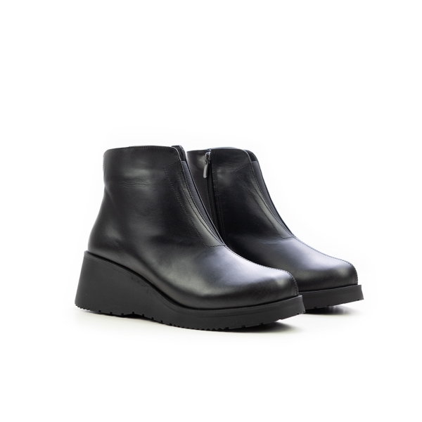 Дамски ежедневни боти от естествена кожа на платформа черни 1378