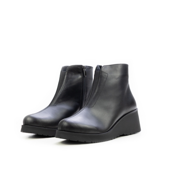 Дамски ежедневни боти от естествена кожа на платформа черни 1378