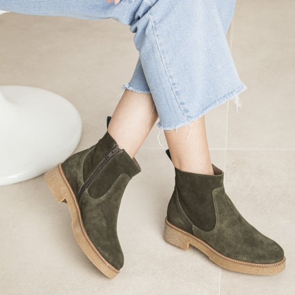 Дамски ежедневни боти от естествен велур зелени 6928-139 Patricia Miller