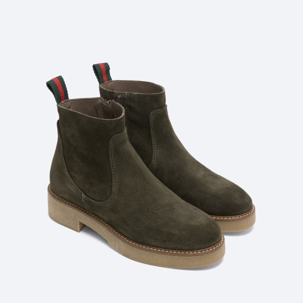 Дамски ежедневни боти от естествен велур зелени 6928-139 Patricia Miller