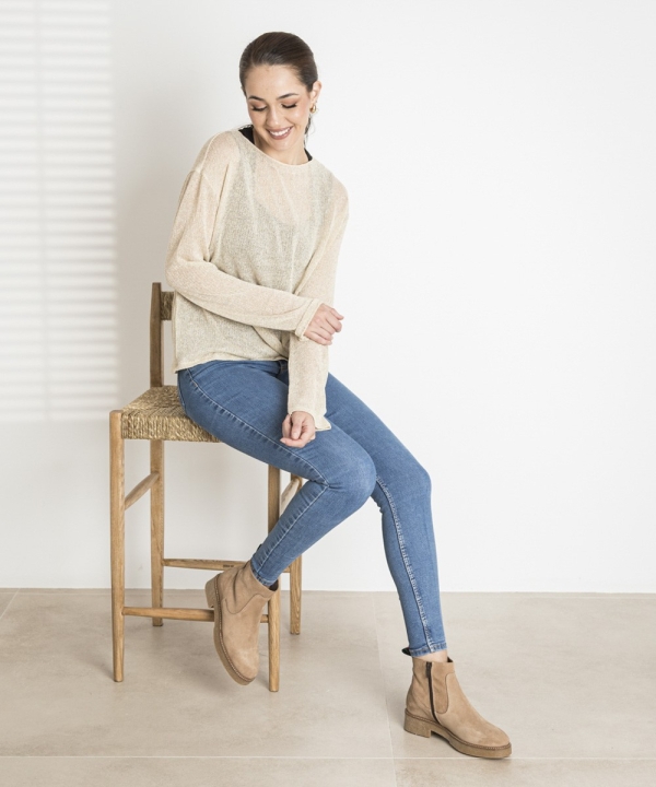 Дамски ежедневни боти от естествен велур бежови 6928-139 Patricia Miller