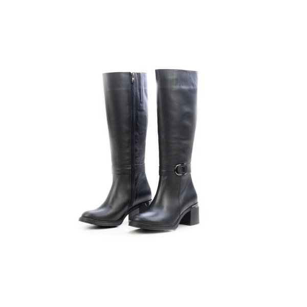 Дамски елегантни ботуши от естествена кожа черни 653-13-106