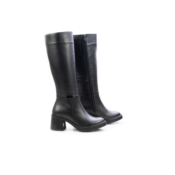 Дамски елегантни ботуши от естествена кожа черни 564-35-132