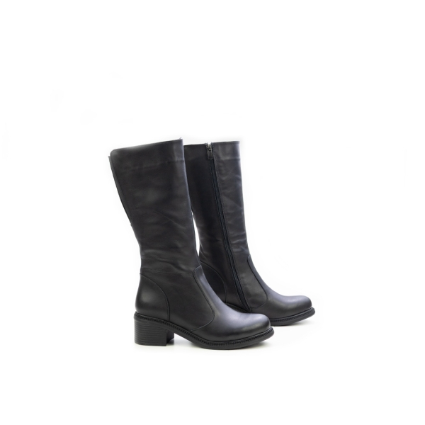 Дамски ежедневни ботуши от естествена кожа черни 750-46-13