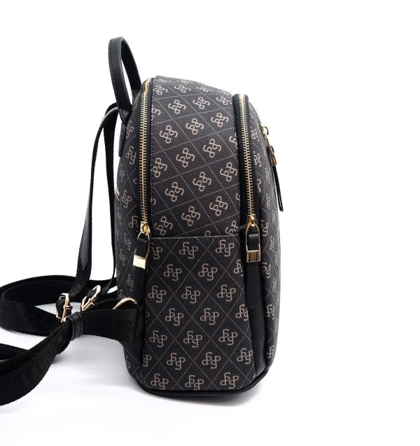 Дамска раница в черно и бежово 901 M178 SP Print Silver&Polo