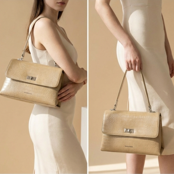 Дамска елегантна чанта тъмно бежова CM8320 David Jones