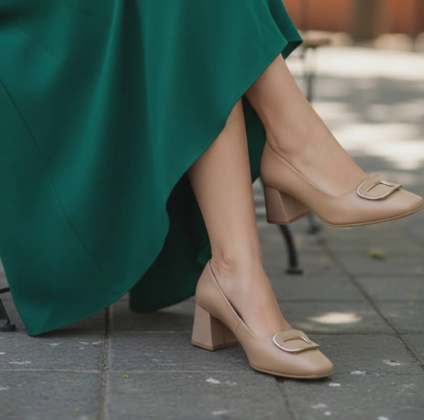 Дамски елегантни обувки от естествена кожа тъмно бежови 36-10 R-B-094