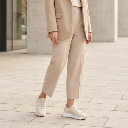 Дамски спортни обувки от естествена кожа бежови 326