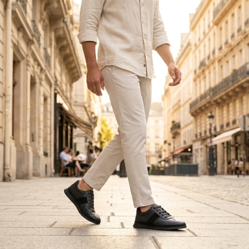 Мъжки спортни обувки от естествена кожа черни 45-416-14-07 П