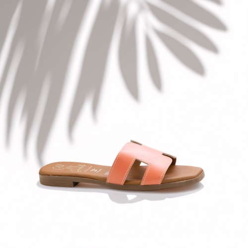 Дамски ежедневни чехли от естествена кожа корал 5810 Oh My Sandals