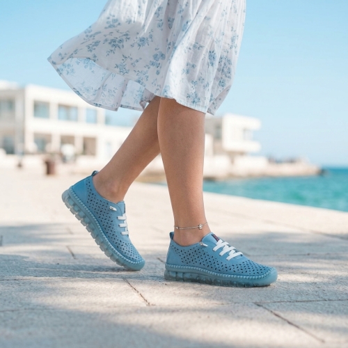 Дамски ежедневни обувки от естествена кожа сини 141111