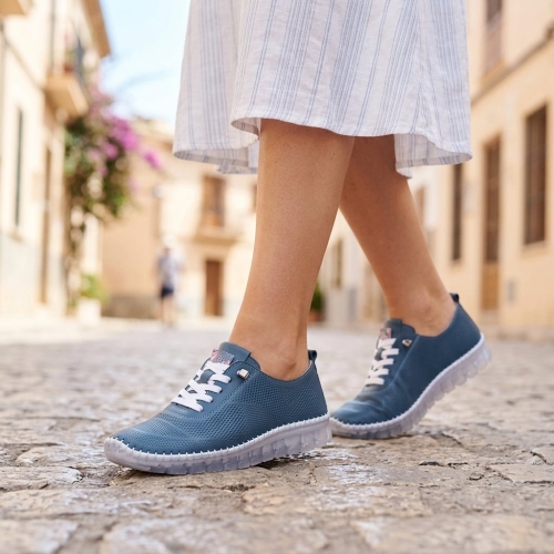 Дамски ежедневни обувки от естествена кожа сини 3622