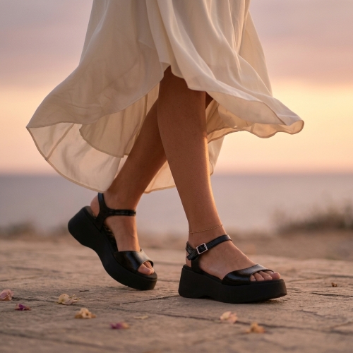 Дамски ежедневни сандали от естествена кожа черни 5682 Oh My Sandals