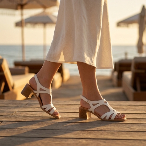 Дамски ежедневни сандали от естествена кожа бежови 5615 Oh My Sandals