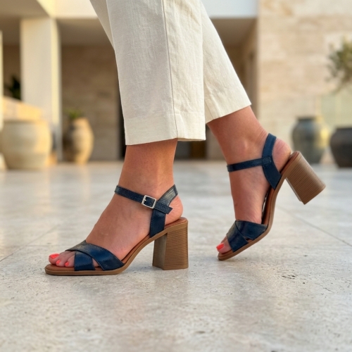 Дамски ежедневни сандали от естествена кожа сини 5620 Oh My Sandals