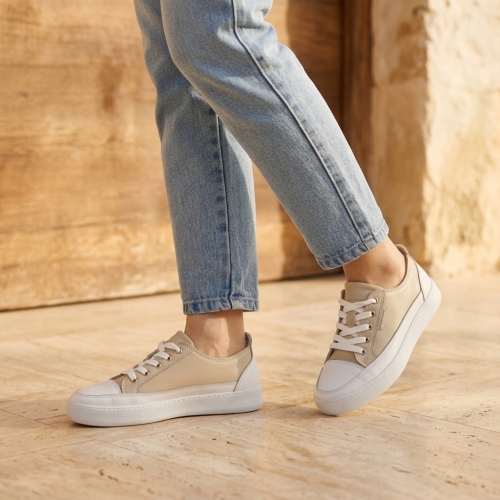 Дамски спортни обувки от естествена кожа бежови 1021