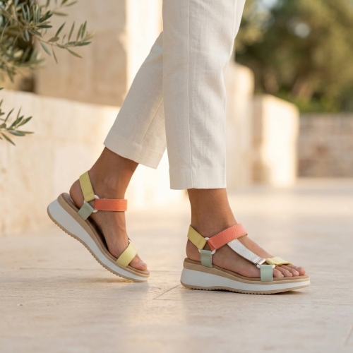 Дамски ежедневни сандали от естествена кожа корал 5940 Oh My Sandals