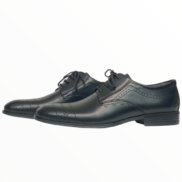 Мъжки елегантни обувки от естествена кожа черни 2098 ПЕРФ