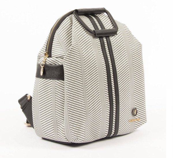 Дамска раница в черно и бяло 771 M132 HASIR Silver&Polo