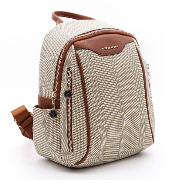 Дамска раница в бежово и кафяво 906 M132 Hasir Silver&Polo