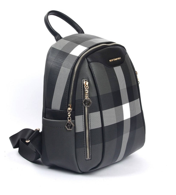 Дамска раница в черно и сиво 906 M129 Kareli Ekose Silver&Polo