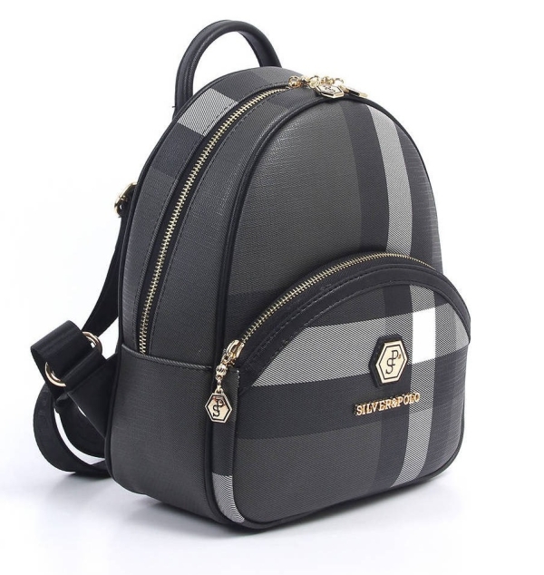 Дамска раница в черно и сиво 945 M129 KARELI EKOSE Silver&Polo