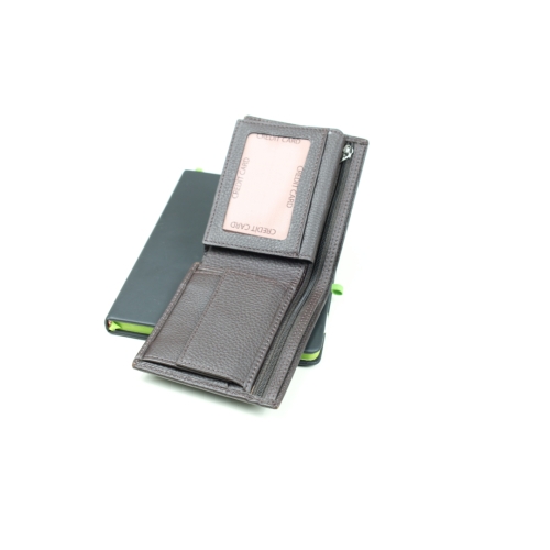 Мъжки кожен портфейл тъмно кафяв 1735