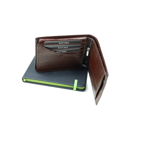 Мъжки кожен портфейл тъмно кафяв 55