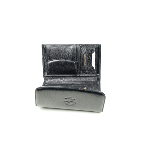 Дамски кожен портфейл черен 423