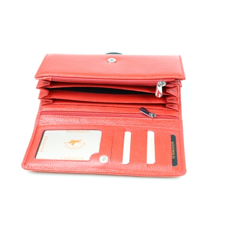 Дамски кожен портфейл червен 465