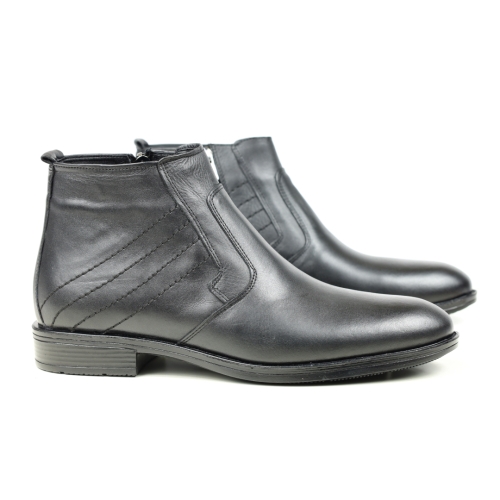 Мъжки елегантни боти от естествена кожа черни 013