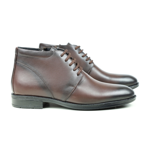 Мъжки елегантни боти от естествена кожа тъмно кафяви 022